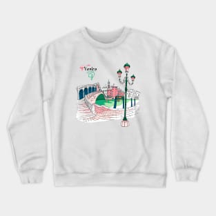 Rialto Bridge over the Grand Canal in Venice, Italia. Crewneck Sweatshirt